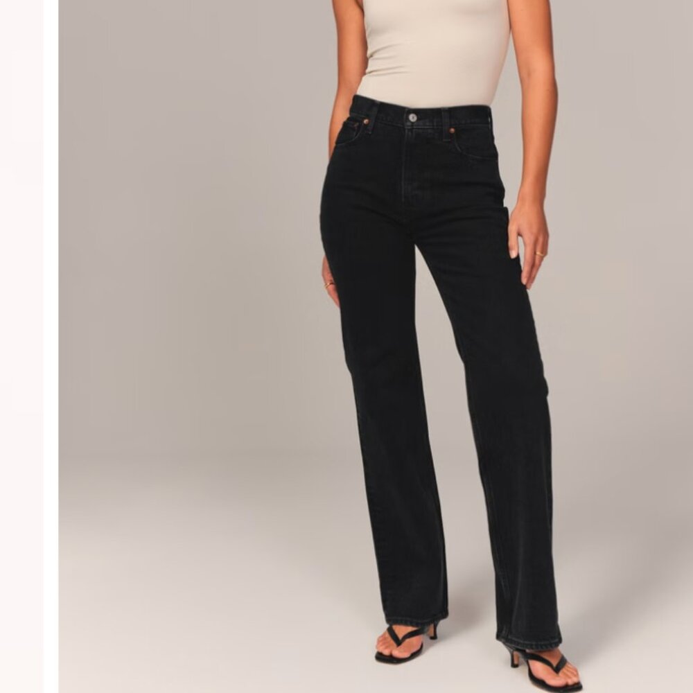ABERCROMBIE & FITCH The '90's Relaxed Jean High Rise Black Wash size 30/10